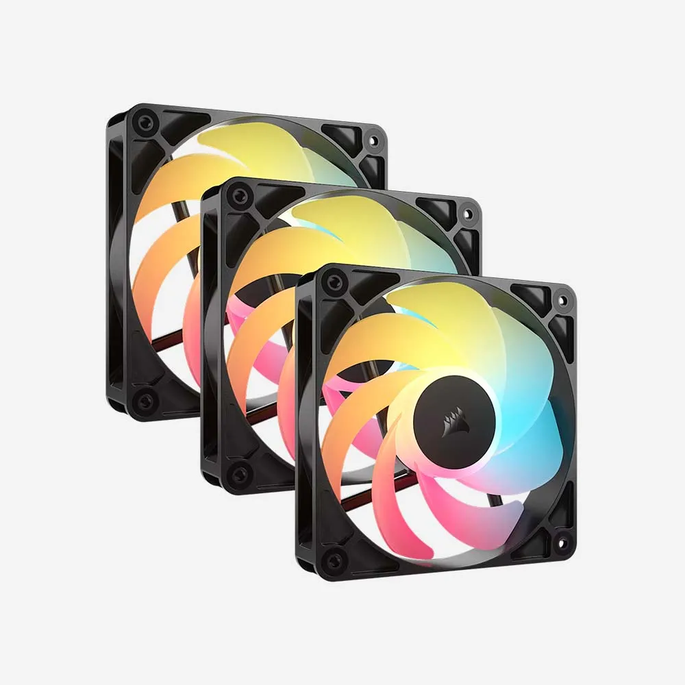 [CO-9050196-WW] CORSAIR RS120-R ARGB 120mm PWM Reverse Airflow Cooling Fan Triple Pack (Black)