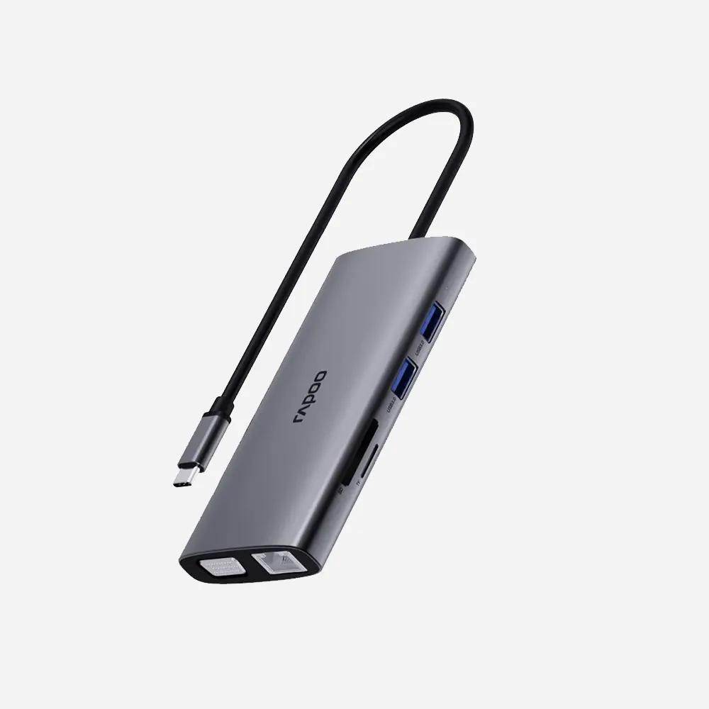 [GBH-IT-17489] موزعات USB ومحطات التوصيل – Rapoo XD101 USB-C 10 in 1 Multifunction Docking Station Silver Grey