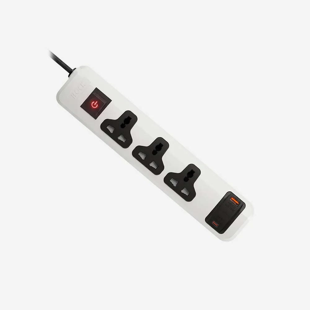 [5109] iLOCK 5109 Power Strip 3 Universal Outlets USB-C USB-A Fast Charging 2m