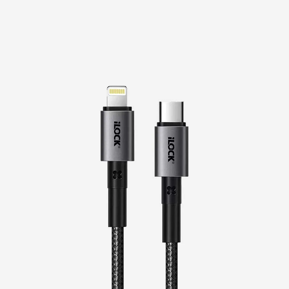 iLOCK 5090 USB-C to iPhone 30W Fast Charging Cable Ultra Durable Braided 1m