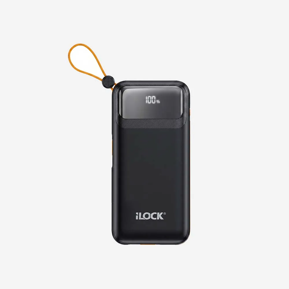 [5098] باور بانك – iLOCK 5098 Power Bank 10,000mAh Four Ports LED Display Fast Charging Side Cables