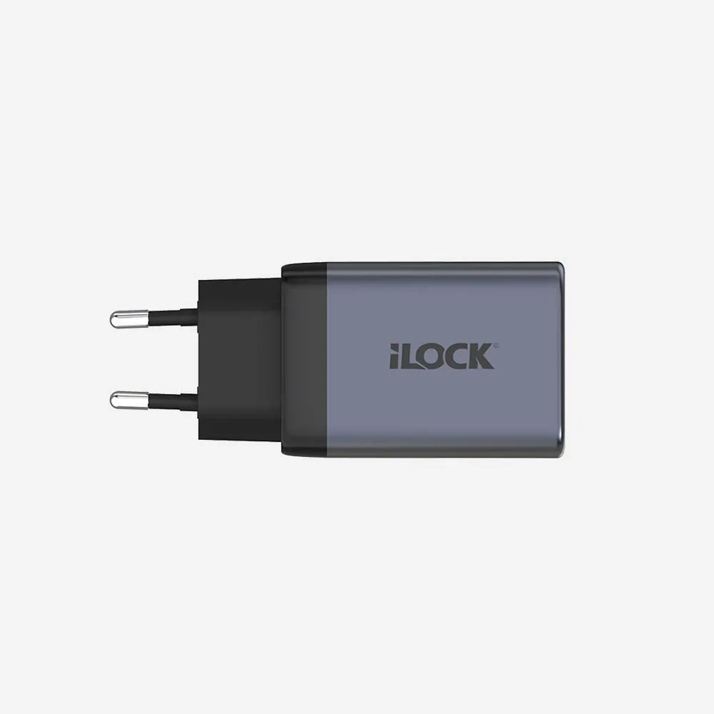 الشواحن – iLOCK 5148 Wall Fast Charger 65W 2USB-C USB-A