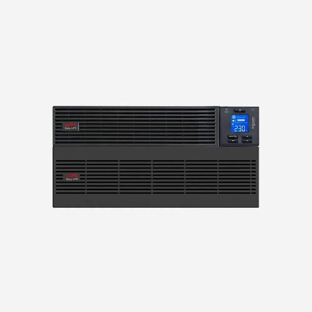أجهزة UPS – APC Easy SRV6KRILRK UPS On-Line 6kVA/6kW Rackmount 5U 230V Hard wire 3-wire(P+N+E) outlet Intelligent Card Slot LCD Extended Runtime W/ rail kit