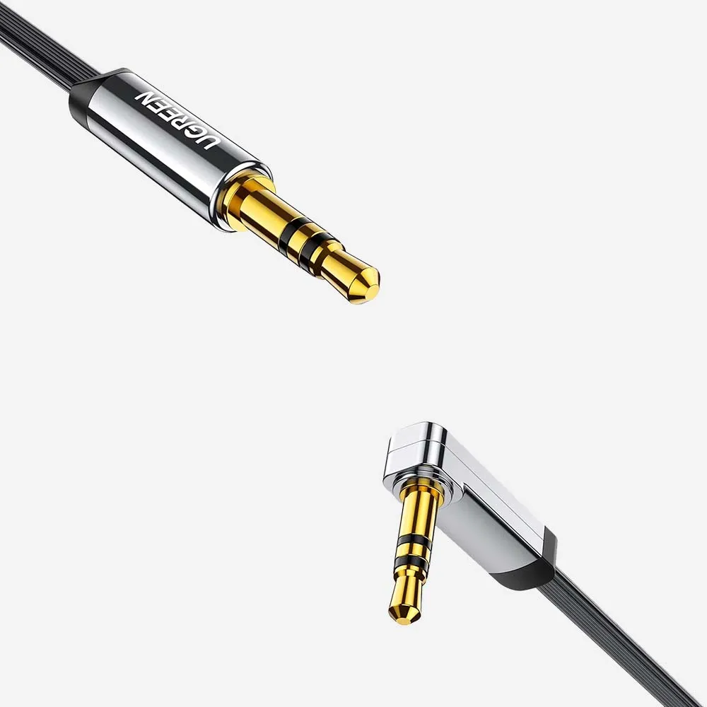 [10598] UGREEN 10598 AV119 3.5mm Male to 3.5mm Male Straight to angle flat Cable 1.5m (Black)