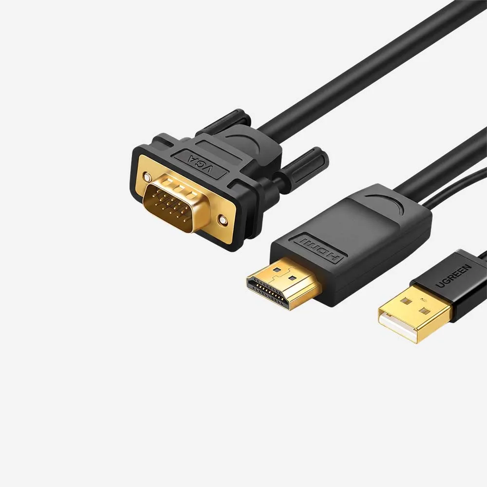 [30449] المحولات – UGREEN 30449 HDMI to VGA Converter Cable 1.5m (Black)
