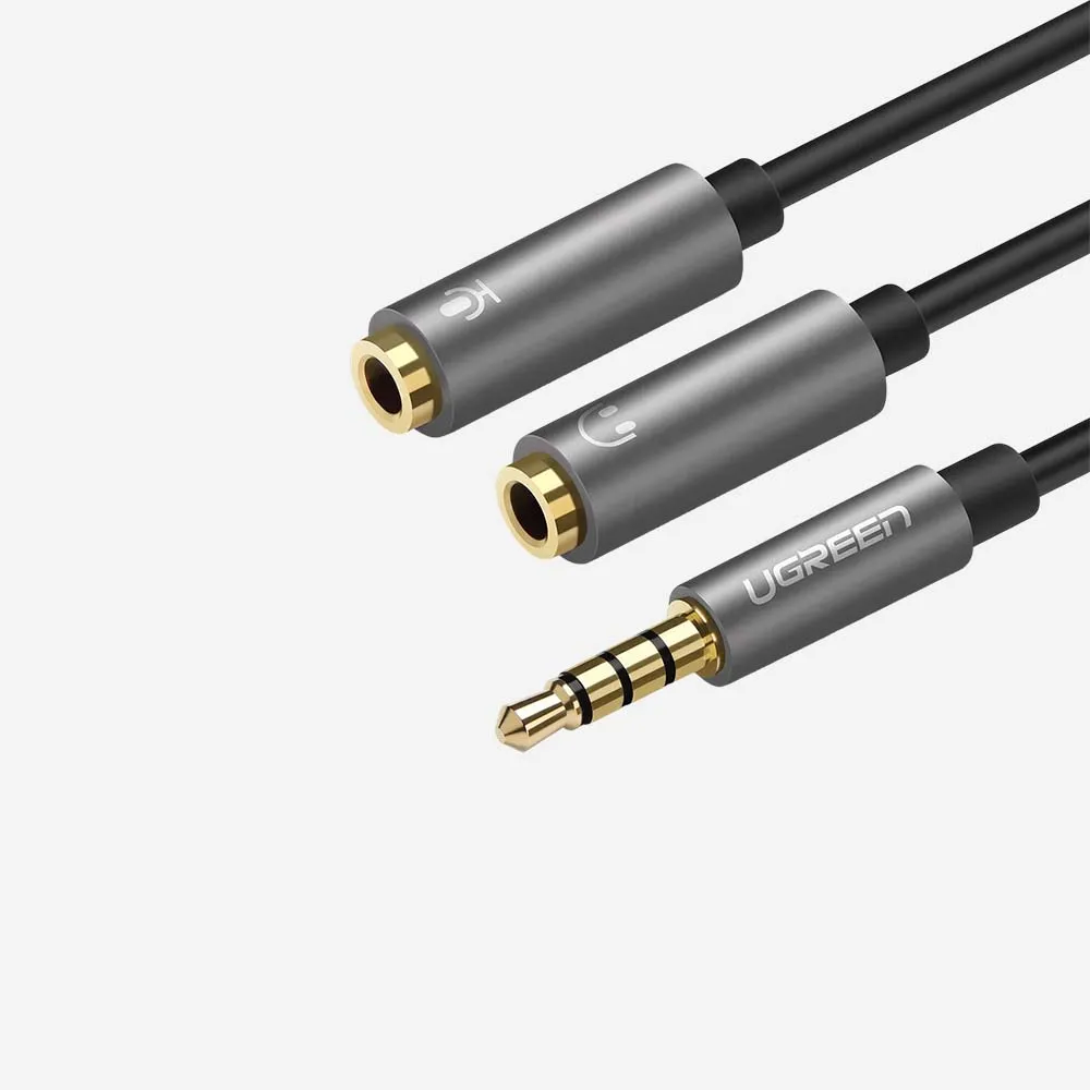 [30619] المحولات – UGREEN 30619 AV141 3.5mm male to 2 Female Audio Cable Aluminum Case Black