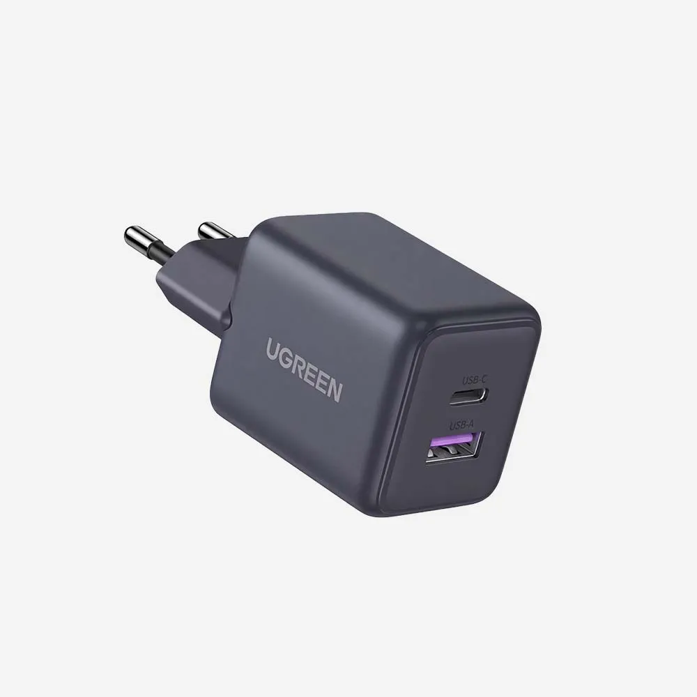 [65014] الشواحن – UGREEN 65014 30W 2-Port GaN Fast Charger Black EU