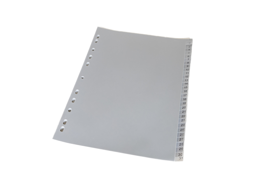 [8809293306736] A4 Gray divider Plastic - 31 sections