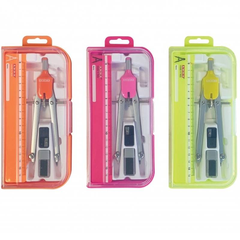 [8003438025937] ARDA Compass WITH FIXED RODS + Ruler in SMART BOX