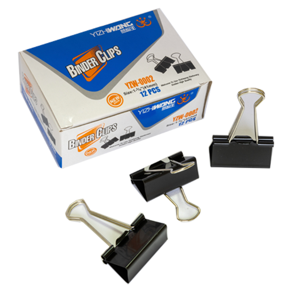 [6930616600025] ملف حلقات / كليب بورد – Binder clips - 41mm - 12pcs