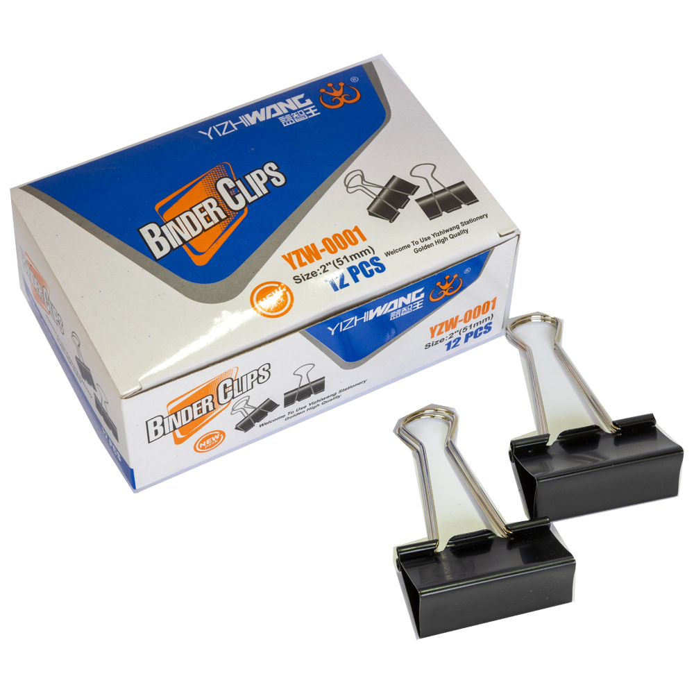 [6930616600018] ملف حلقات / كليب بورد – Binder clips - 51m - 12 PCS