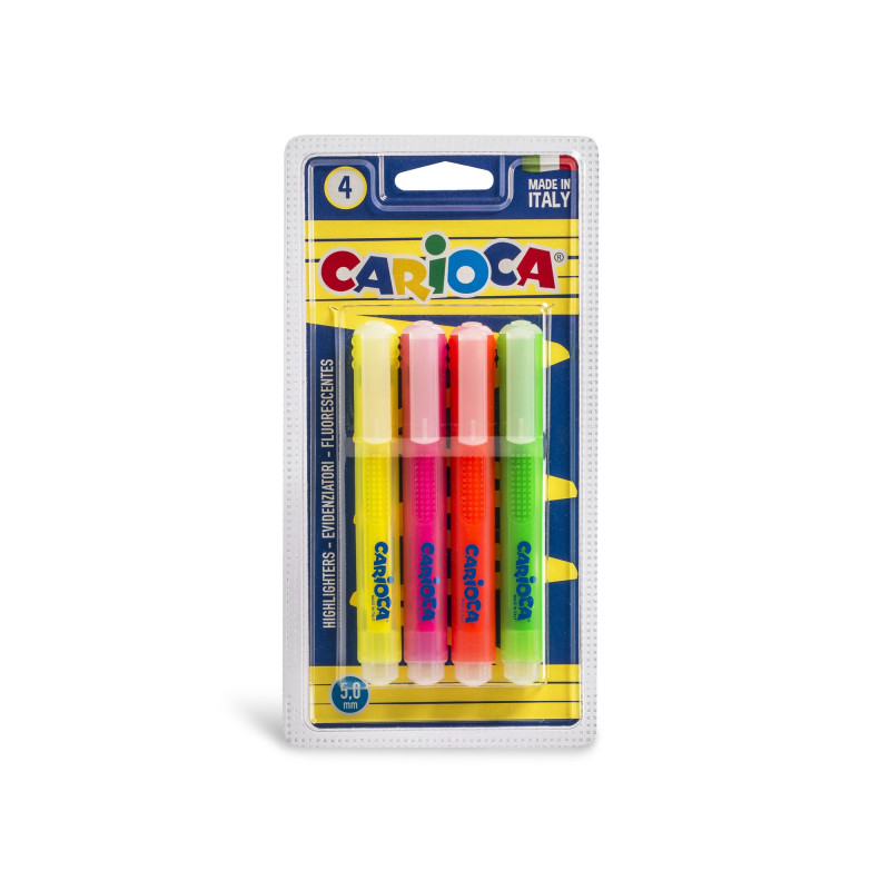 [8003511428679] قلم تحديد فسفوري – CARIOCA Highlighters Set of 4 pcs