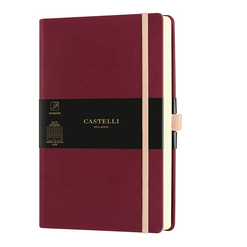 [8051166571325] دفتر – Castelli Milano AQUARELA Black Cherry Notebook Rigid cover (أسود)