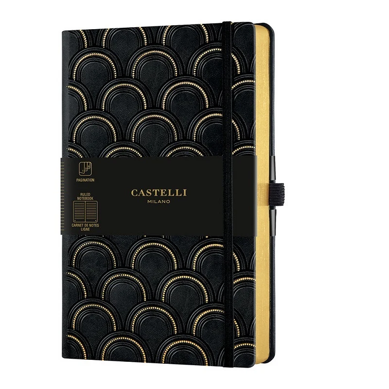 [8051166571172] Castelli Milano COPPER & GOLD Art Deco Gold Notebook Rigid cover