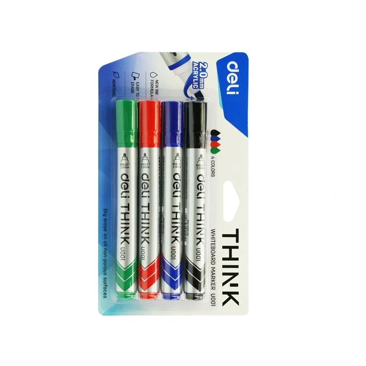 [6921734941312] Deli think Whiteboard Marker round tip Set – 4 Colors