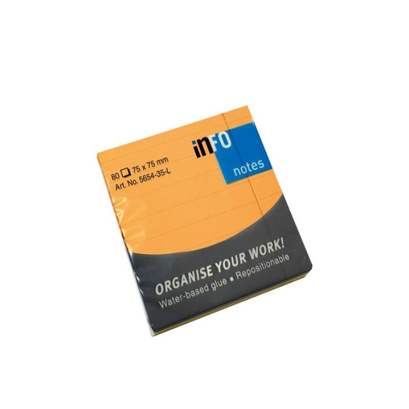[4044355790410] INFO Brilliant Lined Sticky Notes 75 X 75 MM