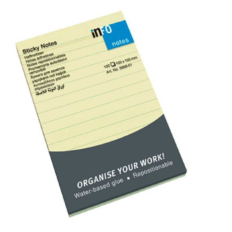[4011169048617] أوراق لاصقة – INFO Lined Sticky Notes 100 X 150 MM
