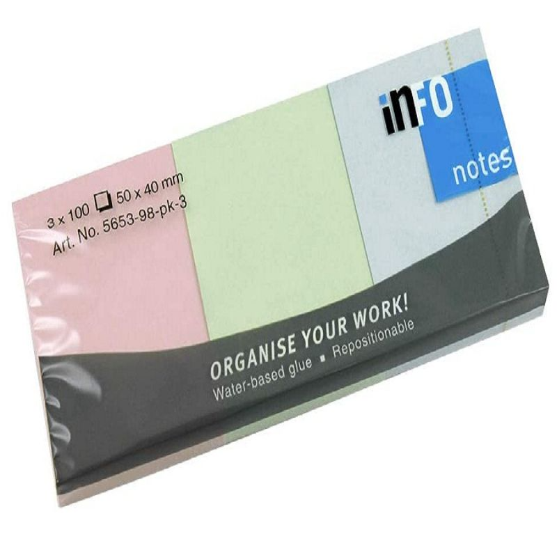 [4011169589998] أوراق لاصقة – INFO Small Sticky Notes 50 X 40 MM (ألوان متنوعة)