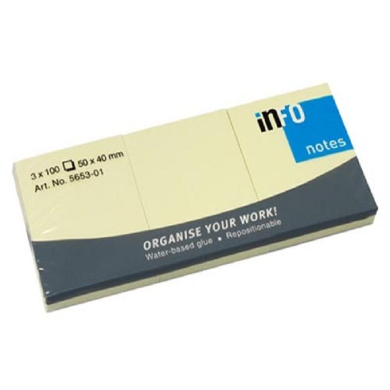 [4011169514044] أوراق لاصقة – INFO Yellow Sticky Notes 50 X 40 MM