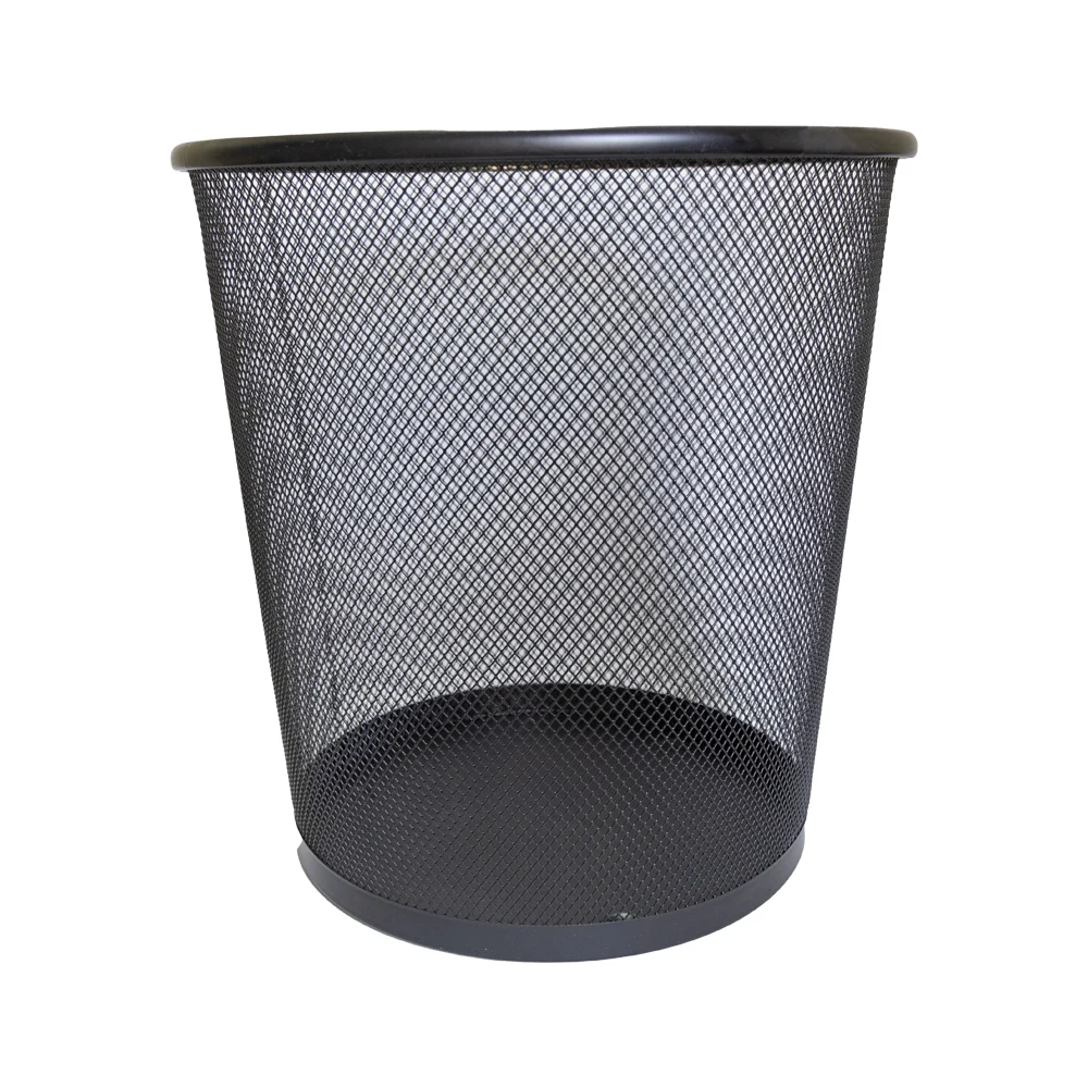 [6908124050021] منتج مكتبي – Metal Black Waste Basket (أسود)