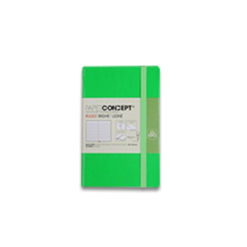 [5283001513679] قلم تحديد فسفوري – PAPER CONCEPT Hard Cover Executive Notebook - Fluo Colors - 10.5 x 6.5 cm (Green)