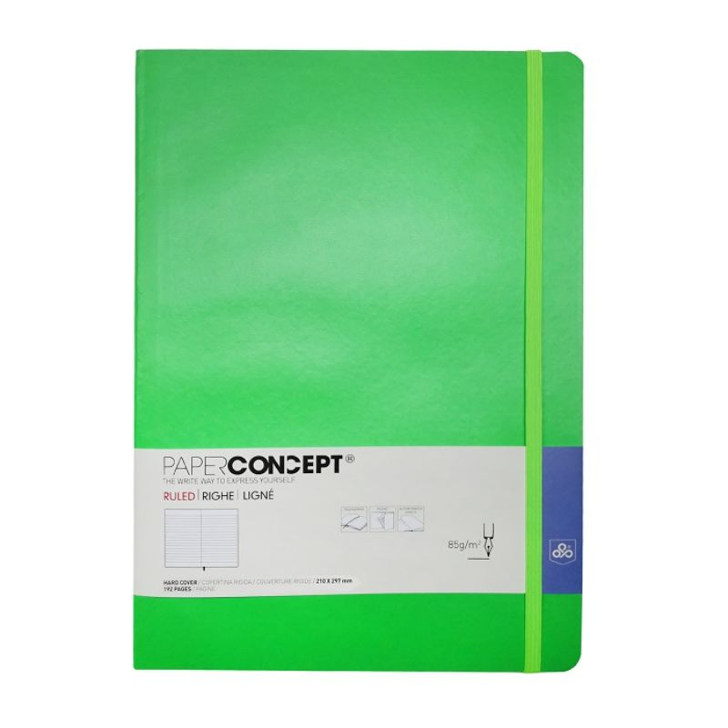[5283001512641] PAPER CONCEPT Hard Cover Executive Notebook - Fluo Colors - A4 (Green)