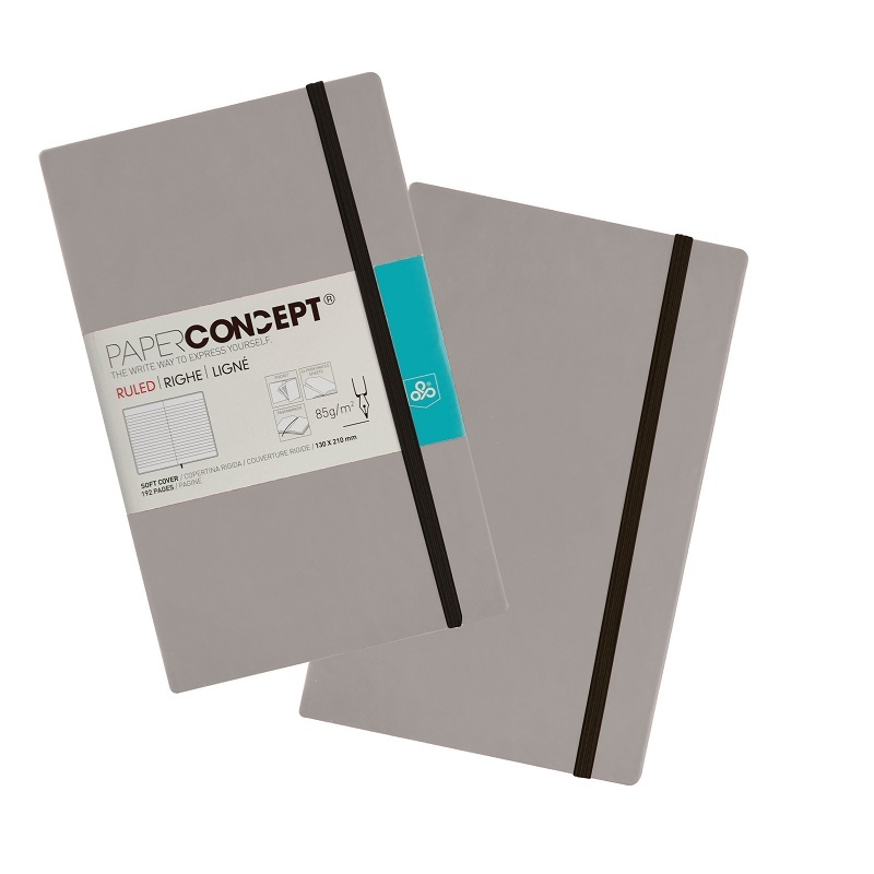 [5283001515857] دفتر – PAPER CONCEPT Soft Cover Executive Notebook - Paste Colors (Light Gray)