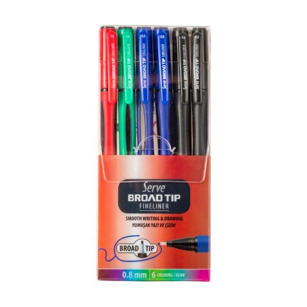 قلم رفيع – Serve Broad Tip Fineliner - set of 6
