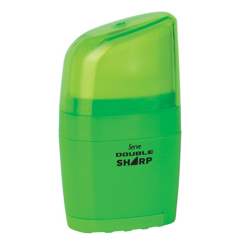 [8680869423022] قلم تحديد فسفوري – Serve Double Sharp - Fluo Colours Eraser & Sharpener (Green)