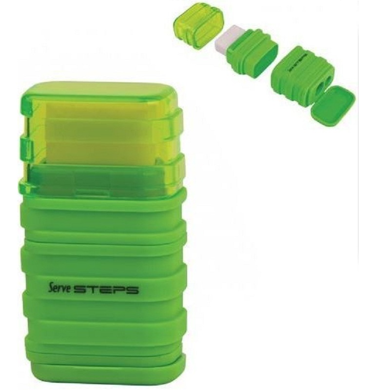 [8680869426023] ممحاة – Serve Steps - Fluo Colours Eraser – بعلبة (Green)