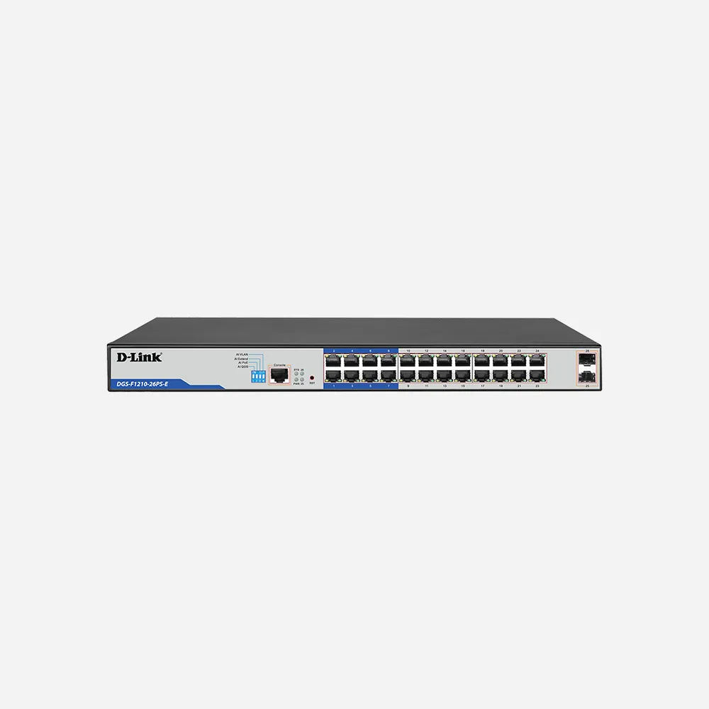 [DGS-F1210-26PS-E] D-Link DGS-F1210-26PS-E Layer 2 Gigabit Managed Long Range PoE+ Switch