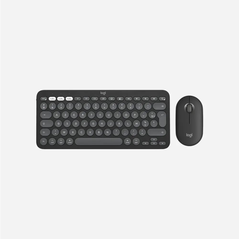 [920-012251] الكيبورد والأطقم – Logitech k380s Pebble 2 for Mac Bluetooth WL Keyboard & Mouse Combo Graphite 920-012251