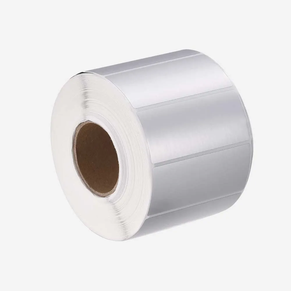 [50x25mm-Silver] ملصقات وأحبار ورولات – Paper Silver Barcode Roll 50X25mm