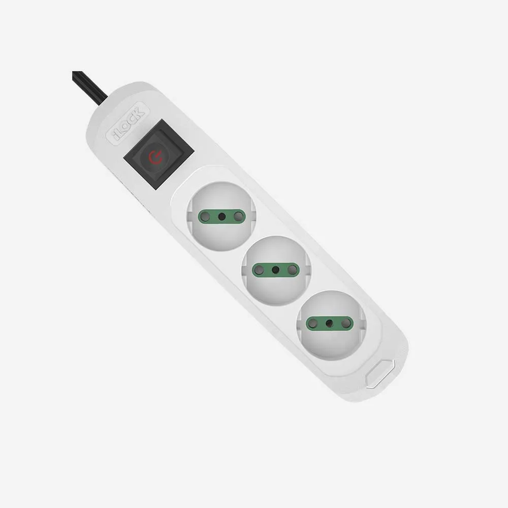 مشترك الكهرباء والفيش – iLOCK 5075 Power Strip 3 outlets without earthing Basic 3M