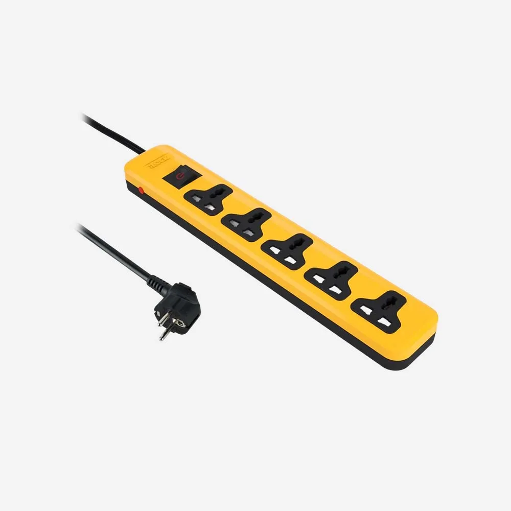 مشترك الكهرباء والفيش – iLOCK 5026 Power Strip 5Universal Outlets with Overload Switch 3M
