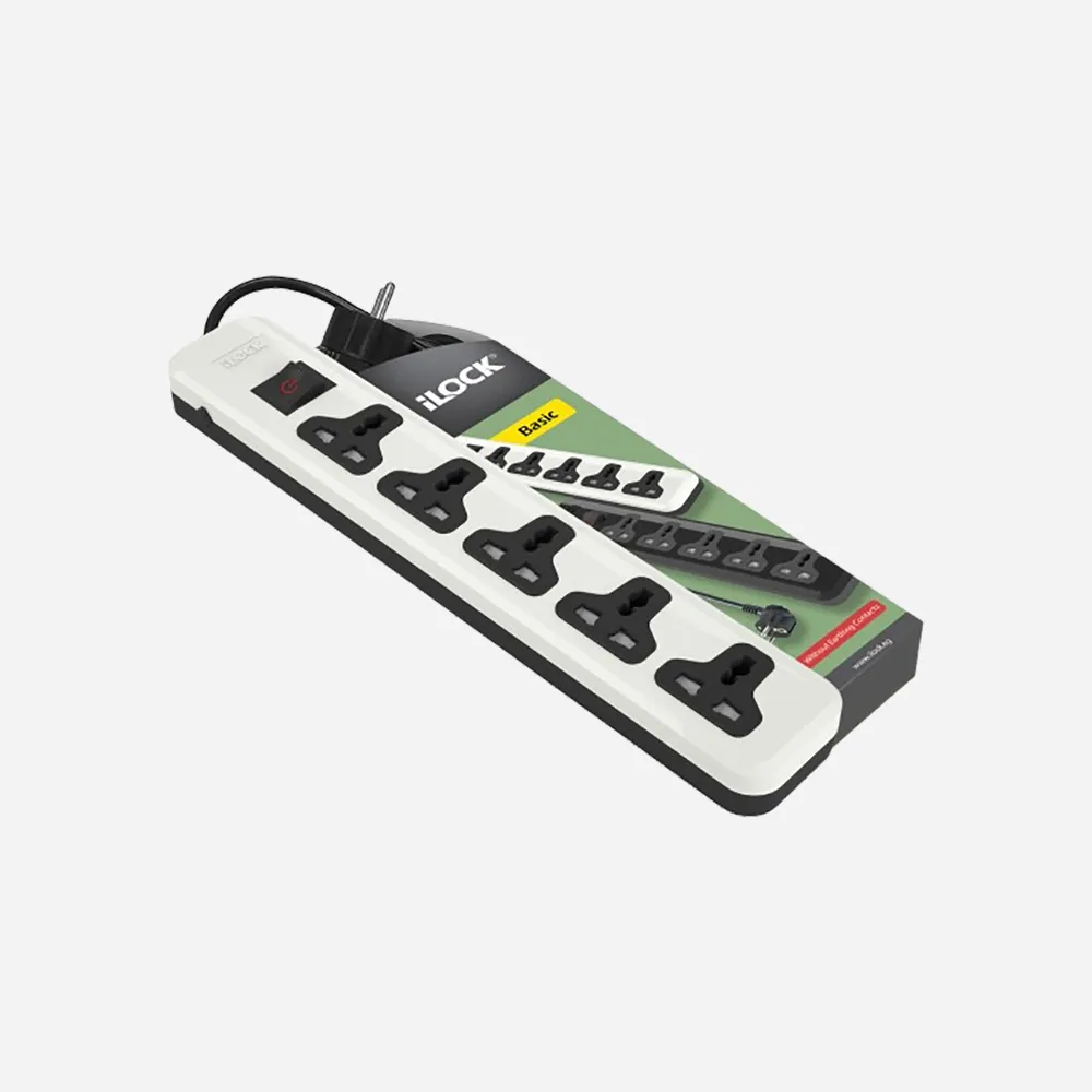 [5066] مشترك الكهرباء والفيش – iLOCK 5066 Power Strip 5 Outlet Univ 2m