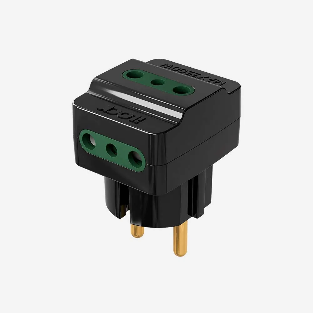 [5005-Black] iLOCK 5005 3-Way Wall Outlet Adapter 3500W Black