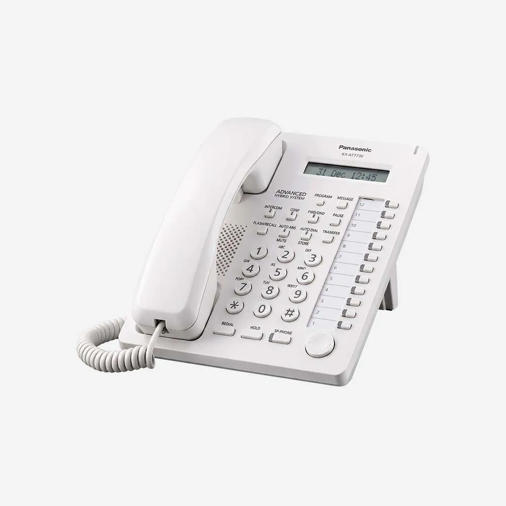 التليفونات الأرضية و IP – Panasonic KX-AT7730HK Office PBX Digital Phone - White