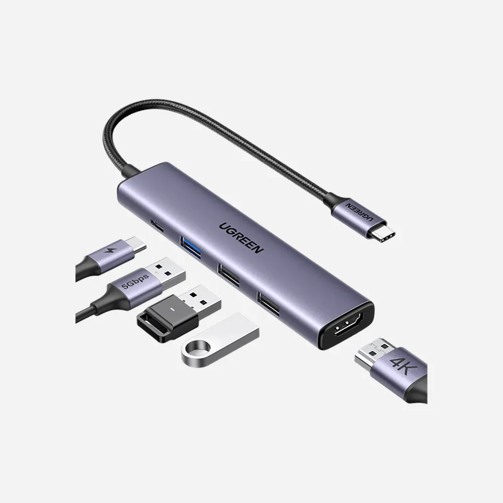 [20197] موزعات USB ومحطات التوصيل – UGREEN 20197 5-in-1 USB-C Multifunction Hub Adapter