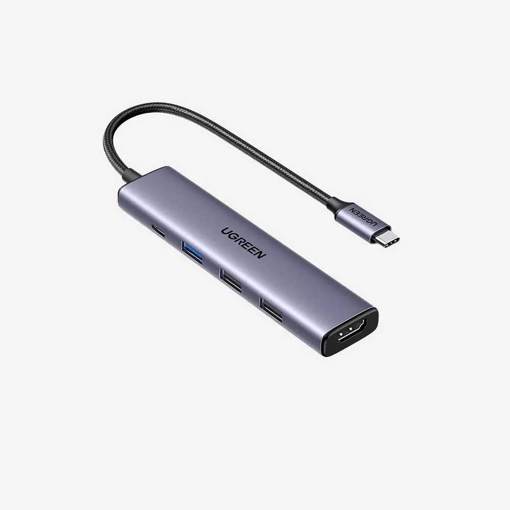 [15495] موزعات USB ومحطات التوصيل – UGREEN 15495 USB-C To HDMI+1xUSB3.0 A+2xUSB2.0 A+PD-5 in 1