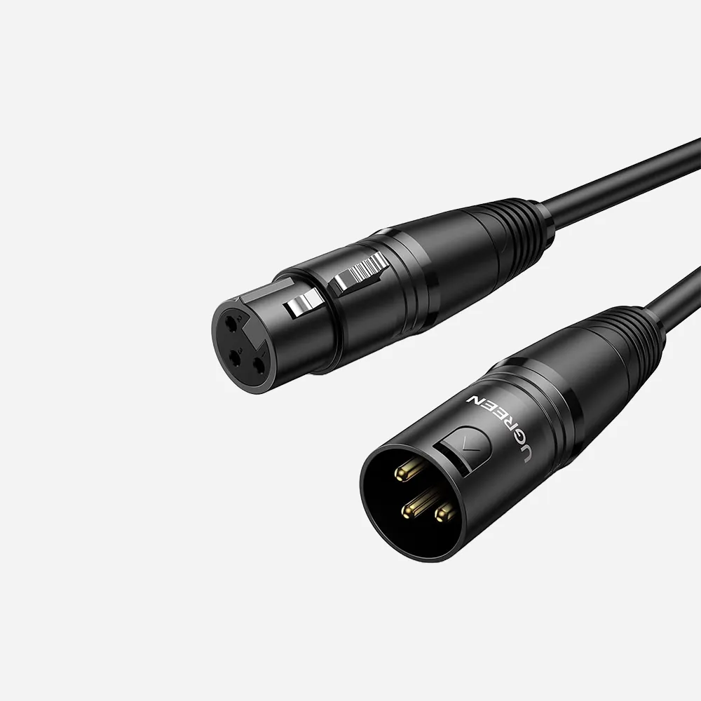 [20714] كابلات الكهرباء والإطالة – UGREEN 20714 10m Canon Male to Female Microphone Extension Audio Cable Black