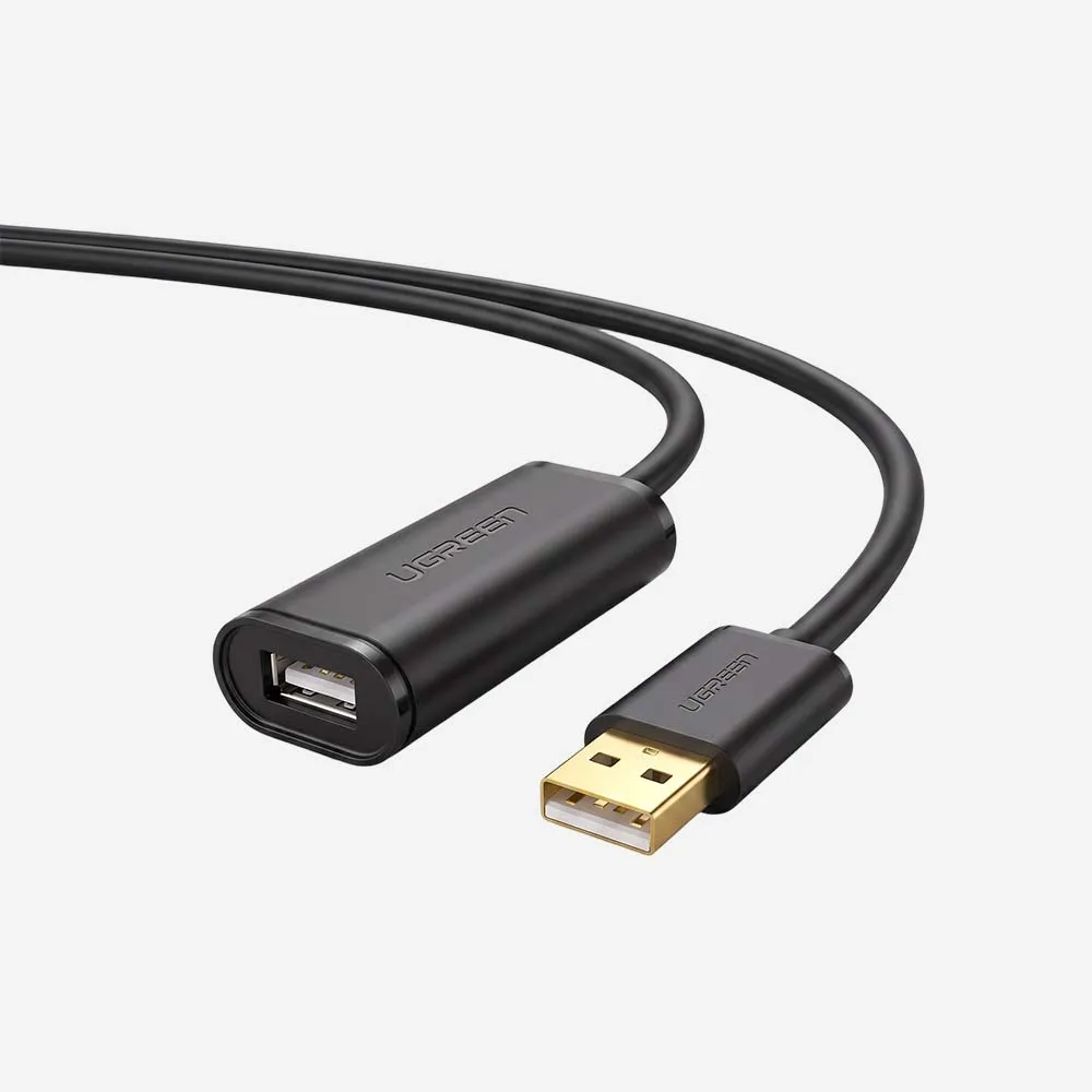 كابلات الكهرباء والإطالة – UGREEN 10323 USB-A 2.0 15m Extension Cable with Chipset Black
