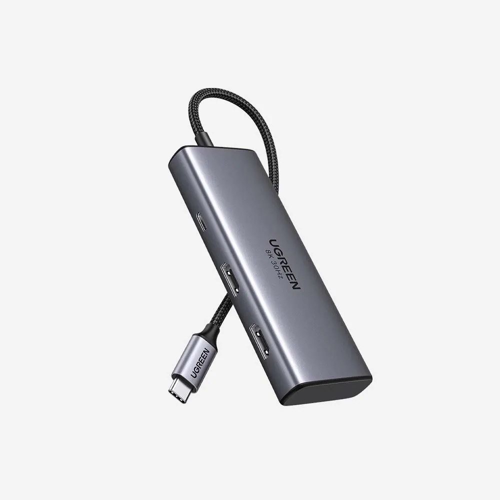 [15852] موزعات USB ومحطات التوصيل – UGREEN 15852 Revodok 206 6 in 1 USB-C Hub 2xHDMI 4K60Hz 2xUSB-A 3.0 1xUSB-C 3.0 PD 8K