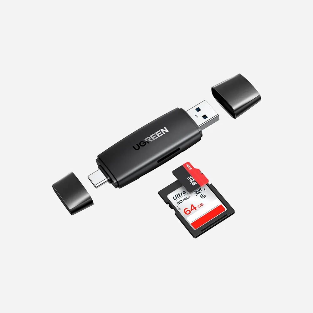 [80191] UGREEN 80191 USB-C +USB TF/SD 3.0 Card Reader Multifunction Card Reader Black